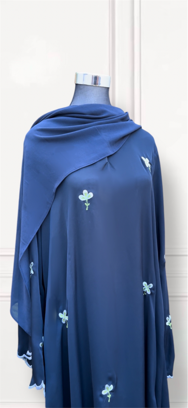 NURA BLUE FLORAL EMBROIDERED ABAYA