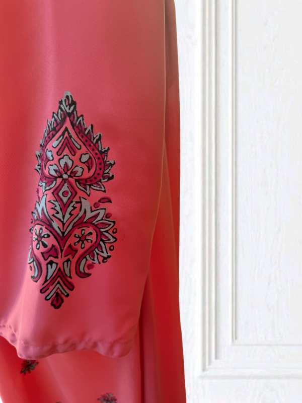 FUCHSIA BLOOM HAND PRINTED DRESS
