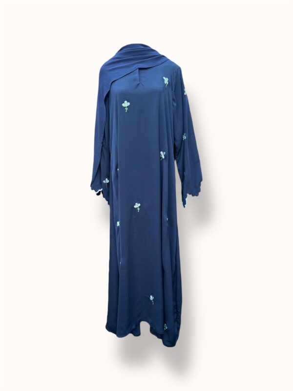 NURA BLUE FLORAL EMBROIDERED ABAYA